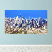 Toile Vue aérienne du centre-ville de Chicago avec le la (Insitu (Plancher de Bois))