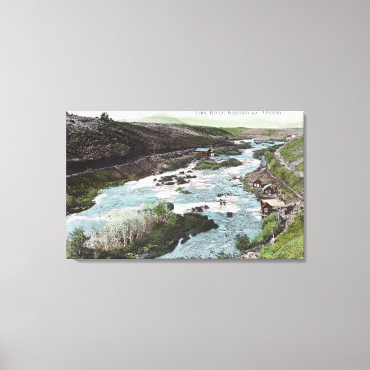 Toile Vue aérienne du comté de Link RiverKlamath, OU (Recto)