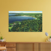Toile Vue aérienne du lac Massabesic près de City (Insitu(Salon))