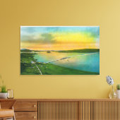 Toile Vue aérienne du pont Bay jusqu'à Hayward, CA (Insitu(Salon))