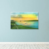 Toile Vue aérienne du pont Bay jusqu'à Hayward, CA (Insitu (Plancher de Bois))