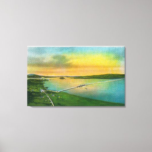 Toile Vue aérienne du pont Bay jusqu'à Hayward, CA (Recto)