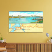 Toile Vue aérienne du pont Carquinez et de la carte (Insitu(Salon))