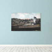 Toile Vue aérienne du puits minier et de la ville (Insitu (Plancher de Bois))