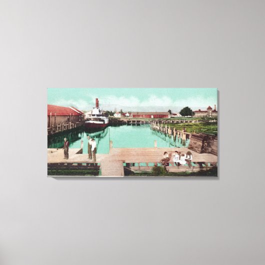 Toile Vue aérienne du quai Petaluma, CA (Recto)