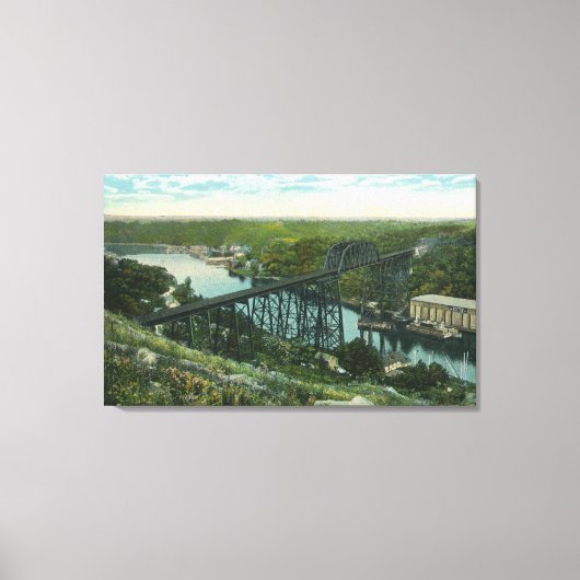 Toile Vue aérienne du ruisseau Rondout et du pont Wilbur (Recto)