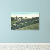 Toile Vue aérienne du séchage des prunes au soleil (Insitu (Plancher de Bois))