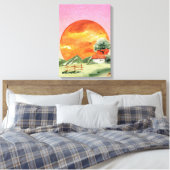 Toile vue coucher de soleil orange et rose (Insitu(Chambre))