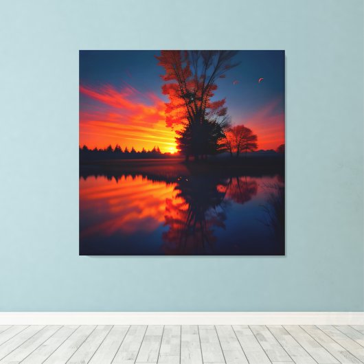 Toile Vue coucher de soleil paysage deux (Insitu (Plancher de Bois))