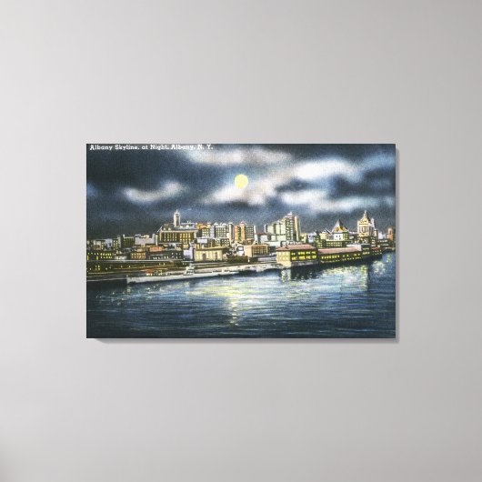 Toile Vue d'Albany Skyline la nuit (Recto)