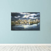 Toile Vue d'Albany Skyline la nuit (Insitu (Plancher de Bois))