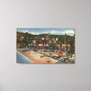Toile Vue d'Avalon d'avenue de croissant. Et plage