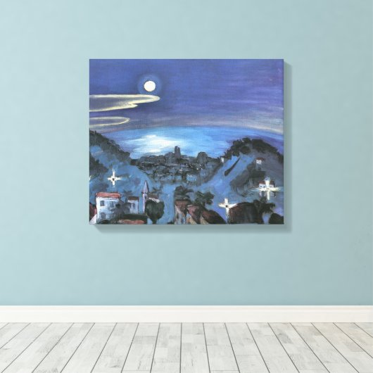 Toile Vue de Barcelone sur la ville de nuit par Walter G (Insitu (Plancher de Bois))
