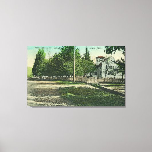 Toile Vue de Broadway sur l'extérieur du lycée (Recto)