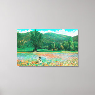 Toile Vue de champ fleurissant