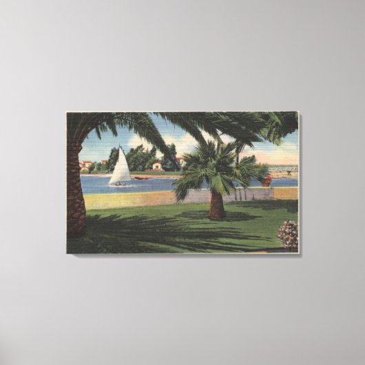 Toile Vue de Collins Island, Bateau à voile sur l'eau (Recto)