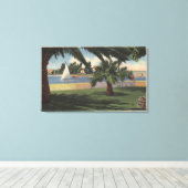 Toile Vue de Collins Island, Bateau à voile sur l'eau (Insitu (Plancher de Bois))