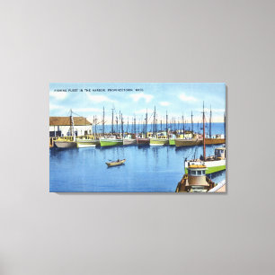 Toile Vue de flotte de pêche dans le port