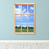 Toile Vue de la fenêtre d'effet 3D du parc d'été (Insitu (Plancher de Bois))