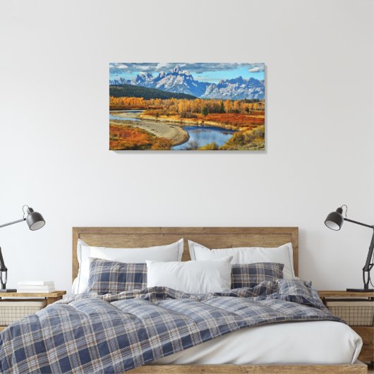 Toile Vue de la rivière Grand Teton Mountains à l'automn (Insitu(Chambre))