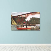 Toile Vue de la servante du bateau de plaisance quittant (Insitu (Plancher de Bois))