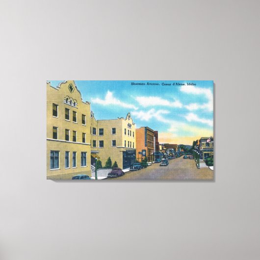 Toile Vue de l'avenue Sherman Coeur d'Alene, ID (Recto)