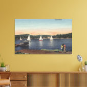 Toile Vue de quai, lac et voiliers (Insitu(Salon))