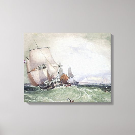 Toile Vue de Scarborough, avec un Brig Collier (Recto)