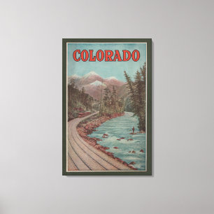 Toile Vue de train à côté de rivière - affiche de vo