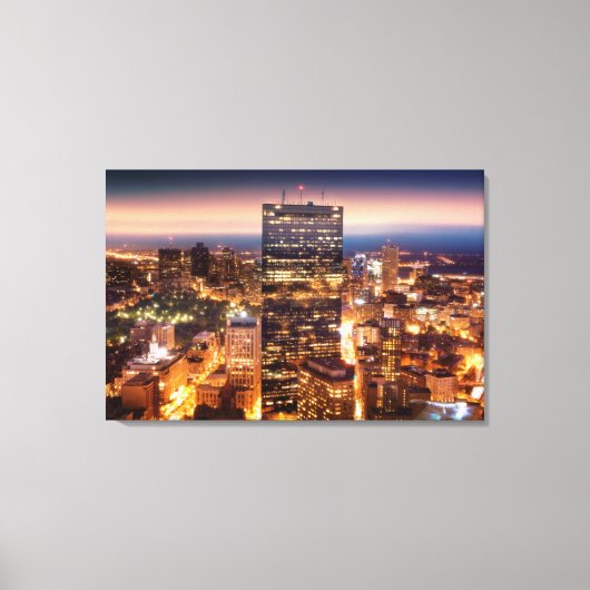 Toile Vue d'ensemble de Boston la nuit (Recto)
