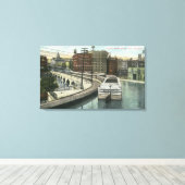 Toile Vue des bateaux-canaux qui traversent l'aqueduc (Insitu (Plancher de Bois))