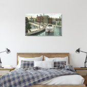 Toile Vue des bateaux-canaux qui traversent l'aqueduc (Insitu(Chambre))