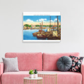 Toile Vue des bateaux de pêche au port (Insitu(Salon))