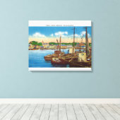 Toile Vue des bateaux de pêche au port (Insitu (Plancher de Bois))