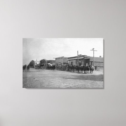 Toile Vue des équipes de chevaux Wagon sur la rue (Recto)