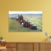 Toile Vue des fermiers récoltant avec un énorme cheval (Insitu(Salon))