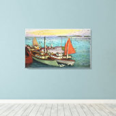 Toile Vue des gélules et des navires au quai (Insitu (Plancher de Bois))