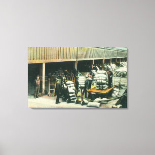 Toile Vue des travailleurs de yard de bateau expédiant