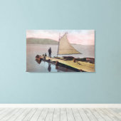 Toile Vue du bateau à voile à quai à Utah LakeProvo, UT (Insitu (Plancher de Bois))