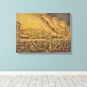 Toile Vue du grand incendie de Chicago (Insitu (Plancher de Bois))