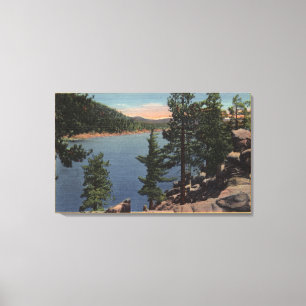 Toile Vue du lac par les pins