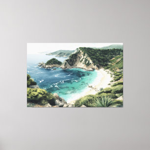 Toile Vue du littoral de Palaiokastritsa Peinture, Corfo