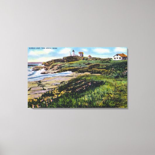 Toile Vue du phare de Nubble depuis York Beach (Recto)