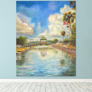 Toile Vue du pont piétonnier du lac