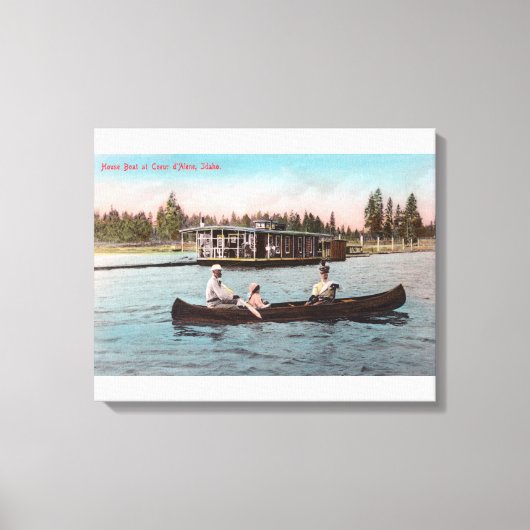 Toile Vue d'un bateau à la maison sur le lac (Recto)