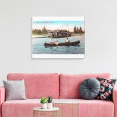 Toile Vue d'un bateau à la maison sur le lac (Insitu(Salon))
