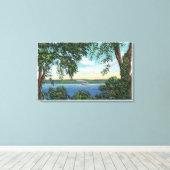 Toile Vue d'un bateau à vapeur sur le lac (Insitu (Plancher de Bois))