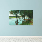 Toile Vue d'un débarquement en bateau sur la rivière rus (Insitu (Plancher de Bois))