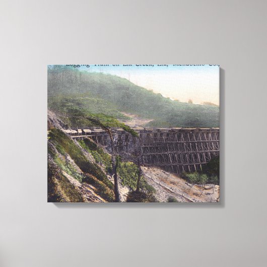 Toile Vue d'un train d'exploitation forestière sur le po (Recto)