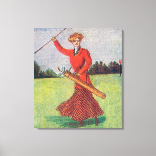 Toile Vue d'une femme en golf rouge (Recto)